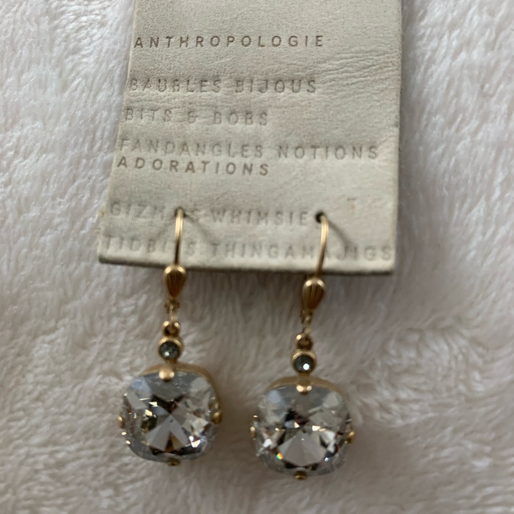 Anthropologie crystal gold drop earrings